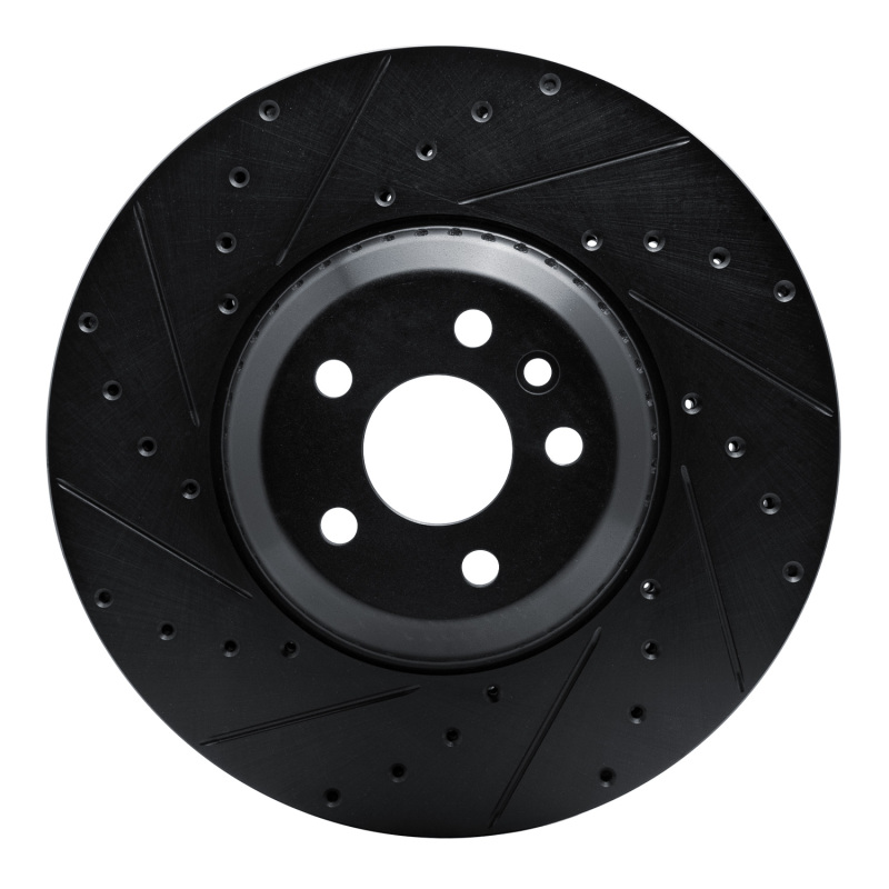 Jaguar E-Pace Brake Rotor (1) - Front Left - R1 Concepts - Drilled & Slotted - Black - `20-`25